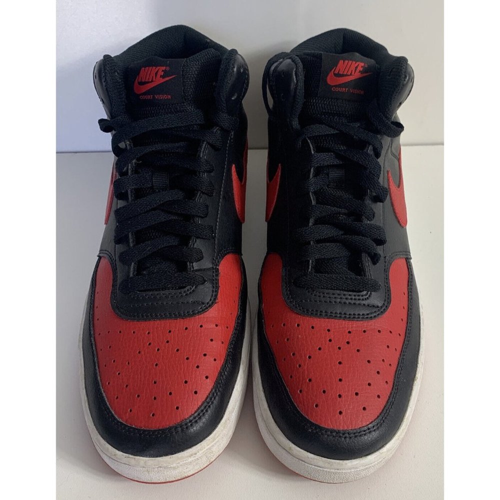 Nike Court Vision Mid Shoes Sneakers Black Red DM8682-001 Mens Size 11